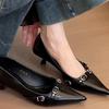 Zapatos planos de punta puntiaguda y boca baja para mujer, primavera y otoño 2024, versátiles, antifatiga, tacones altos de aguja, gran cantidad, preferencial
