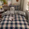 Juego de Ropa de Cama de Algodón 100% de Grado A para Maternidad e Infancia de Cuatro Piezas, Juego de Sábana y Funda de Edredón de Algodón Puro Fresco Estilo Ins, Juego de Tres Piezas para Dormitorio de Estudiantes