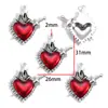 DIY Aleación de Goteo de Aceite Estilo Gótico Retro Colgante de Corazón con Alas Cruz Colgante para Pulsera Llavero W644