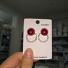 925 agulha de prata moda simples geométrica rodada brincos de pérolas para as mulheres Coreia do Sul elegante all-match círculo brincos de strass para as mulheres