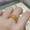 Anillo de Corona Popular de Filigrana de Xiaohongshu para Mujer, Anillo Abierto Elegante Estilo Palacio Retro de Lujo Ligero, Regalo de Año Nuevo