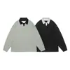 Roupa Masculina Beijie 2026 Primavera Nova Cor Color Block Gola Lapela Moletom Unissex Marca Tendência Caimento Solto Oversized Jaqueta Falsa de Duas Peças