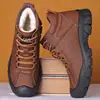 Zapatos de algodón para hombre de caña alta zapatos de invierno para hombre cuero genuino forro de felpa gruesos cálidos zapatos de algodón