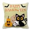 Feliz Halloween desenho animado gato preto Abóbora criptografia pele de pêssego decoração de casa almofada de sofá travesseiro ZT393