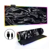 Mouse Pad Luminoso RGB Fluido Abstrato Teclado Gamer E-Sports Pad Espessado para Mesa de Escritório LED Colorido Tamanho Grande