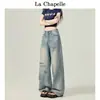 Jeans Azules de Tiro Bajo de Pierna Ancha para Mujer Verano Delgados Tendencia 2025 Nuevos Sueltos Ajustados Rectos Pantalones Rasgados