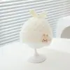 Bonito gorro de punto con puño de conejo, suave gorro pullover para otoño e invierno, gorro cálido versátil suave y lindo estilo coreano para salir