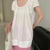 6UP Camisa Feminina de Manga Curta para Primavera e Verão Coreana Redutora de Idade 2024 Guangzhou Treze Linhas Nova Minimalista Versátil Slim 89510