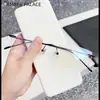 Gafas sin montura ultraligeras de titanio puro para hombre, estilo de alta gama, aptas para lentes graduados, fotocromáticas, antivaho, anti luz azul, para mujer