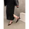 Francês Kitten Heel Salto Alto Leopardo Estampa Toe Sandálias Sapatos Femininos 2024 Verão Pontiagudo Elegante Saia Sapatos