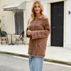 Amazon Wish Ropa de punto sexy para mujer Invierno Nuevo Corte Cut-Out Hombro Descubierto Hombro Caído Manga Larga Ropa de Punto