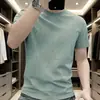 Camiseta Casual Masculina de Manga Curta de Seda de Gelo Transfronteiriça, Verão Fina, Secagem Rápida, Respirável, Sensação Fresca, Gola Redonda