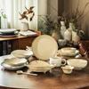Colección de Vajilla de Gres, Cuencos y Platos Serie Té, Cuencos y Platos Grandes Domésticos Retro, Venta al por Mayor Platos de Cena de Cerámica Antigua