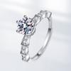 Anillo de Diamante de Simulación de Plata Chapada en 925 Anillo de Diamante Mosan para Mujer Anillo de Personalidad en Forma de Corona Anillo Abierto para Estudiantes Mujeres