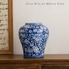Jarrón de Porcelana Azul y Blanco de Shumen Decoración de Cerámica Vintage Flores Flores Secas Mesa de Comedor Oficina Hogar Sala de Estar Adornos Artículos para Flores