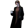 Nuevo abrigo de lana elegante de alta gama negro para otoño e invierno, diseño de longitud media con un estilo inspirado en Chanel, chaqueta de lana para mujer