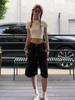 Shorts Jeans de Perna Larga Europeus e Americanos High Street para Mulheres, Verão Novo Casual Solto Emagrecendo Cintura Alta Comprimento do Joelho Retos Comprimento Médio Shorts da Moda