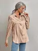 Camisa de Mujer Europea y Americana Otoño 2024 Independiente Transfronteriza Amazon Manga Larga Solapa Jacquard Satinado Estampado Leopardo Elegante