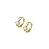 Pendientes de Plata de Ley 925 de Alta Gama con Zirconia, Estilo Lujo Ligero, Pendientes de Botón, Pendientes de Moda, Nuevo Estilo Ins, Brazaletes de Oreja, Pinzas de Oreja, Accesorios para Orejas, Mujer