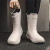 Botas de lluvia de moda transfronterizas para hombre, para exteriores, combinan con todo, impermeables, zapatos de pesca, antideslizantes, zapatos de goma para cocina, suela gruesa, resistentes al desgaste, botas de lluvia para hombre