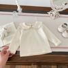 Camisa de base de primavera para bebês estilo coreano, blusa de primavera e outono, roupas de base de cor sólida para crianças, camiseta de algodão para meninas