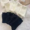 Calcetines de Terciopelo de Visón con Volantes de Color Sólido para Mujer, Calcetines Gruesos Suaves de Caña Media, Calcetines Esponjosos Antifrío