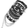 9 Peças de Venda Direta da Fábrica Exagerados Braceletes Masculinos de Couro Sintético, Joias de Pulseira Punk Europeias e Americanas Não Convencionais com Tachas e Rebites