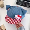 Chapéu Beret Jeans Fofo de Desenho Animado Gatinho Kt com Laço para Mulheres, Chapéu Octogonal Diário de Alta Qualidade para Primavera e Verão, Chapéu de Pintor