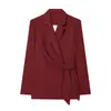 Comercio Exterior Transfronterizo Ropa para Mujer Estilo Europeo y Americano Mezcla de Lino Blazer con Lazo Conjunto de Pantalones Casuales Sueltos de Mezcla de Lino
