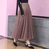 Saia de Renda Elegante e Moderna de Comprimento Médio com Barra Larga para Mulheres, Novo Estilo Coreano Outono 2024, Saia Evasê Elegante que Rejuvenesce