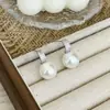 Brincos de Pérola Pequena Estilo Francês de Luxo Leve para Mulheres, Pino de Prata S925, Brincos Versáteis de Alta Qualidade para o Dia a Dia com Strass, Atacado