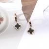Pendientes de Trébol de Cuatro Hojas Yunyao, Pendientes de Acero de Titanio que No se Desvanecen, Pendientes para Mujer, Superficie Acrílica, Versátil, Fresco Oro Rosa