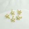Colgante chapado exquisito retro con diamante delfín ballena estrella de mar concha perla hecho a mano DIY colgante de collar pendientes pendientes