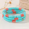 Set de pulseras de arcilla suave coloridas apilables de 6 mm elástico color Morandi bloques de color bohemio pieza metálica