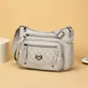 Bordado Acolchoado de Diamante Fio Bolsa Feminina para Mãe Nova Casual Múltiplos Compartimentos Grande Capacidade Ombro Único Transversal Mochila Retro Fashion