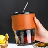 Copo de Bambu Criativo de Celebridade da Internet para Venda por Atacado Copo de Vidro de Alto Valor Copo com Canudo Portátil para Uso Doméstico Copo de Lembrança com Tampa Copo de Café