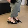 Nuevos Zapatos de Mujer Primavera 2026, Moda y Elegancia Estilo Europeo y Americano, Hebilla Metálica, Talón Abierto, Punta Fina, Boca Baja, Tacón Medio Zapatos de Salón para Mujer