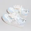Pull Back Wxy-M782L Zapatos Blancos para Mujer 2025 Otoño Nuevo Azul Claro Dibujos Animados Tenis Casuales Zapatos de Pan (Magia