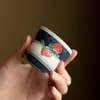 Taza de Té de Cerámica Glaseada Color Caramelo Vintage Taza de Maestro Creativa de Calabaza Juego de Té Kung Fu Taza de Cata Durazno Puro Pintado a Mano