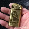 Isqueiro Evergrande 606 Bronze Rocker à Prova de Vento Chama Azul Reta Metal Lighter Exportação Transfronteiriça