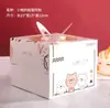 Caja de queso y pastel portátil retro con ventana abierta, color rosa fresa, de 4 pulgadas, para hornear postres (enviar bandeja inferior)