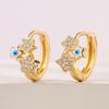 Aogu Aretes de Estrella de Circonita a la Moda con Ojos de Aceite Goteado de Oro Real Chapado en Cobre para Mujer, Aretes Niche Frescos, Producto Nuevo Transfronterizo