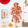 Colgante de Bendición de Año Nuevo, Corona Decorativa para Barandilla de Escalera del Festival de Primavera, Decoración Colgante Festiva de Frutas Rojas para Sala de Estar, Ratán Festivo de Año Nuevo del Año del Caballo