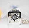 Caixa de doces a laser para casamento Amazon caixa de chocolate floco de neve branco de Natal caixa de doces oca em estoque