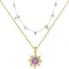 Collar de Ágata Cristalina Amazon Colgante de Girasol de Piedra Preciosa Europea y Americana Creativo Versátil de Lujo Ligero Clavícula para Mujer