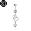 Anillo para Ombligo Perforado de Aleación de Titanio F316 con Flor de Zircón Colgante de Gota de Agua Anillo para Ombligo G23 Stud para Ombligo