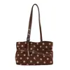 Bolsa de Ombro Retro com Bolinhas, Moderna e Única, Bolsa de Mão Simples, Estilo Suave, Grande Capacidade, Bolsa de Ombro Feminina Casual para o Dia a Dia