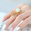 Anillo de Plata S925 con Borla Japonesa y Jaspe Hetian Natural para Mujer, Diseño Retro Estilo Corte, Anillo Abierto Étnico