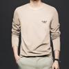 Camiseta modal de manga larga para hombre con cuello redondo, camiseta básica de primavera y otoño, ropa para mediana edad, nueva camiseta 2025 de alta calidad