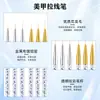 Conjunto de Canetas para Nail Art Mais Vendido Transfronteiriço, Três Peças, Haste Transparente com Lantejoulas Acrílicas para Desenho de Linhas Coloridas Flor Pintura Caneta para Desenho de Linhas